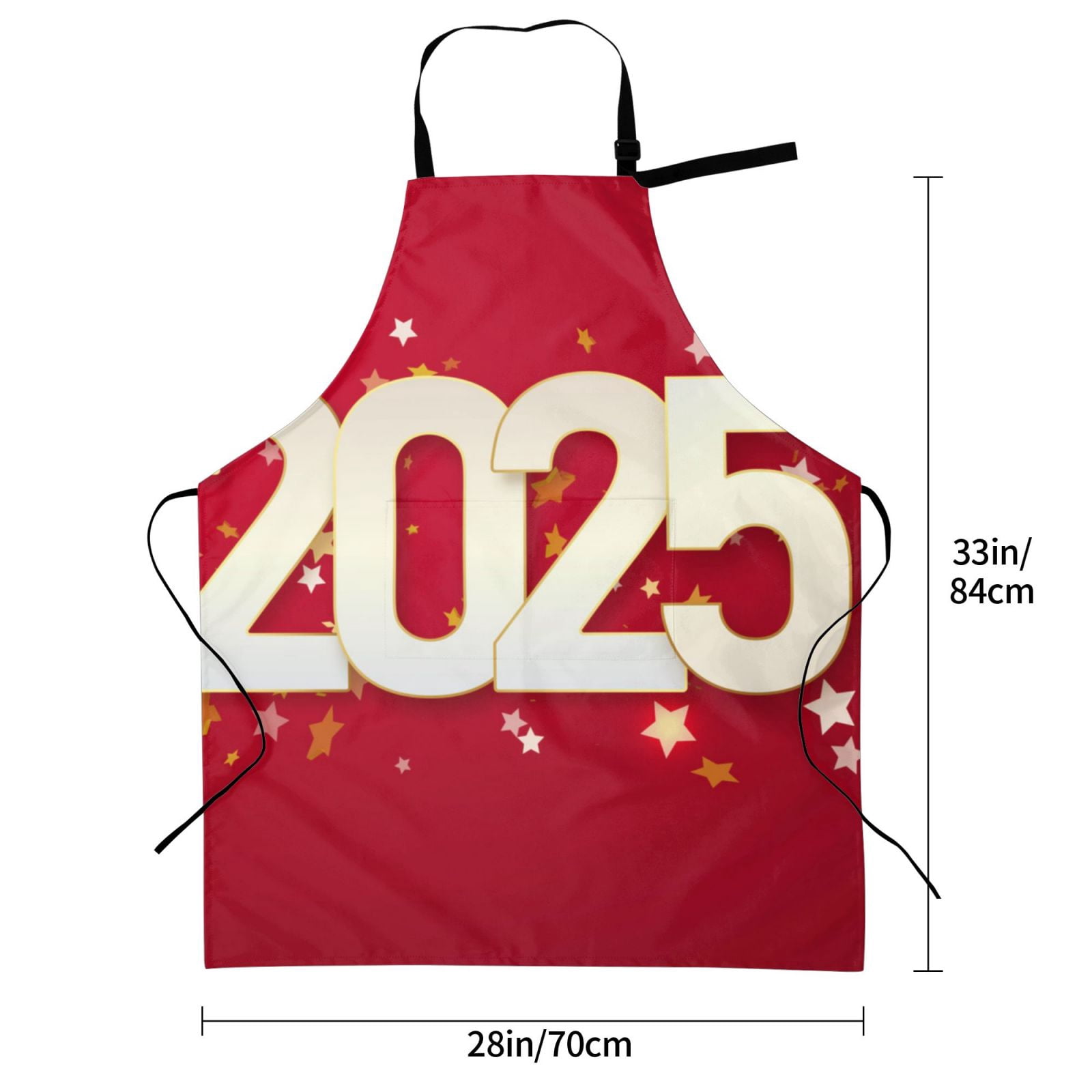 Kdxio Happy New 2025 Year Apron with Pockets Adjustable Kitchen Aprons for Men Women Waterproof Aprons for Cooking,Drawing,Crafting, Baking Household Cleaning