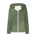 thumbnail image 3 of Women's Sports Hooded Jackets, Slim Fitting Zip up Light Weight Hoodie Sweatshirt Long Sleeve Basic Casual Wear Coats Green M, 3 of 6