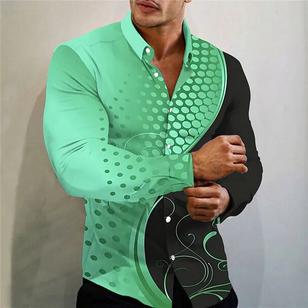 Camisa de manga larga con solapa y botones para hombre, diseño moderno y nuevo, informal, para baile de graduación, estilo urbano, azul y dorado, talla grande 6XL,