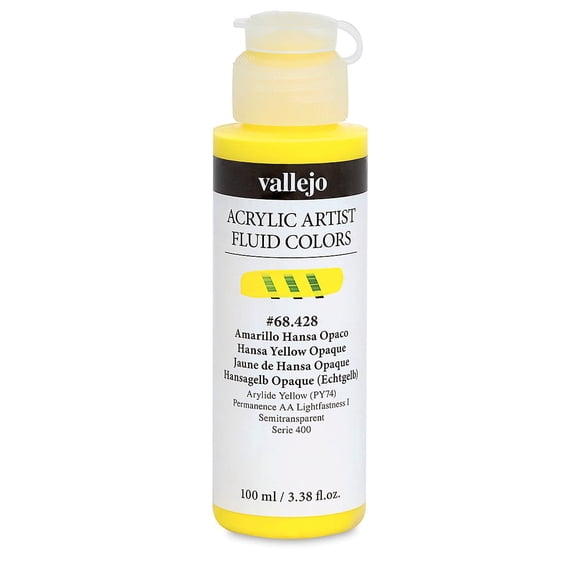 Vallejo Fluid Acrylic - Hansa Yellow Opaque, 100 ml