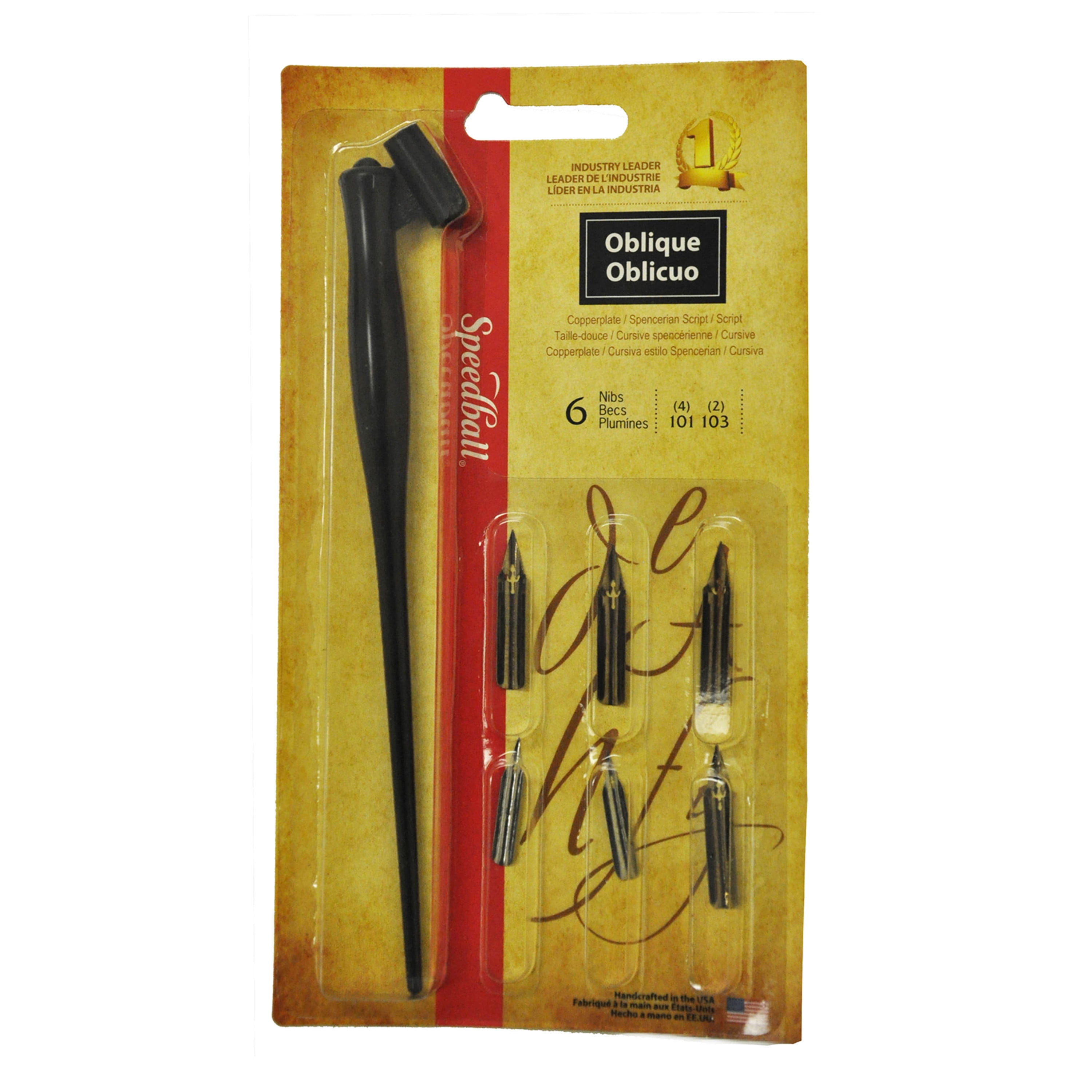 Speedball Oblique Pen Set 6 Nibs plus Holder, Carded