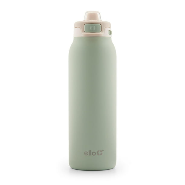 Ello Pop & Fill Botella de agua de acero inoxidable de 32 oz con tecnología de llenado rápido, metal de doble pared y aislamiento al vacío, tapa de bloqueo a prueba de fugas, sorbo y trago, reutilizab