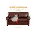 thumbnail image 5 of Upholstered Loveseat Sofa with Solid Wood Legs, PU Leather 2 Seat Sofa Couch with Round Armrest, Lounge Sofa for Living Room, Bedroom, Apartment, Office, Burgundy, 5 of 8