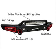 Vijay Compatible with 2021-2022-2023-2024-2025 Bronco Front and Rear Bumper Textured Black Steel with Lights and D-rings