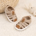 thumbnail image 4 of WUANDIXFA Baby Boy Sandals Toddler Shoes Soft Sole Close-Toe Sandals First Walk Flat Shoes (Khaki, 4), 4 of 9