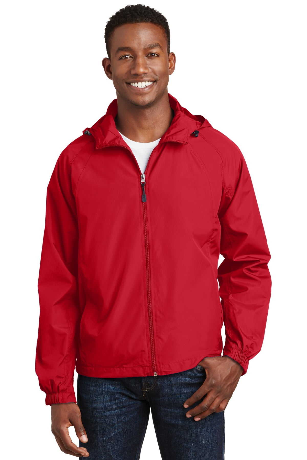 Sport tek hooded raglan best sale jacket