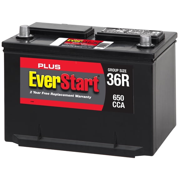 Everstart Plus Lead Acid Battery 12 Volt Automotive Battery Group Size 36R, 650 CCA Top Post for Car