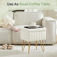 thumbnail image 3 of Parcus Faux Fur Vanity Stool with Storage, 16"L x 12.2"W x 18.9"H, Makeup Ottoman Chair with Padded Seat, 4 Metal Legs & Adjustable Anti-Slip Feet, 3 of 10