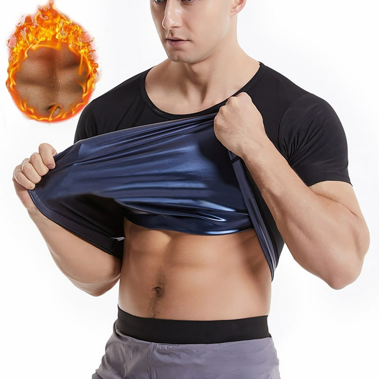 ZIZOCWA Short Sleeve T-Shirts for Men T Shirt Press Sauna Shirt for Men  Short Sleeve Sauna Suit for Men Sweat Body Shaper Sauna Vest for Men Gym  Exerc