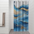 thumbnail image 2 of Blue Marble Gold Wave Pattern Shower Curtain 36"x72" ,Bathroom Decorative Shower Curtains Set with 12 Hooks,Modern Waterproof Washable Shower Curtain, 2 of 6