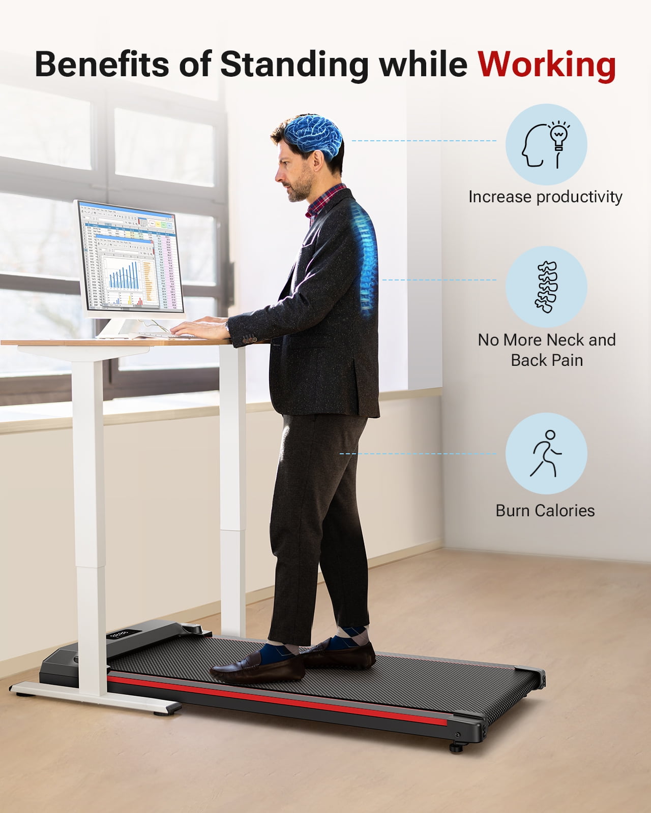 Walking Pad 2 in 1 Under Desk Treadmill with Remote Control Mini Portable Treadmill for Home Office