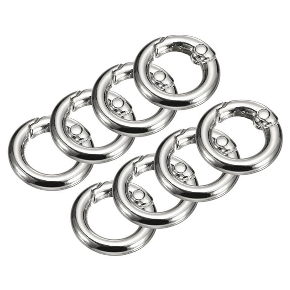 Round Spring O Rings, 8Pcs 0.71 Inch OD Trigger Buckle Snap Clips for Bags, Purses, Keyrings, Silver Tone