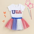 thumbnail image 2 of Toddler Baby Girl 4th of July Outfit American Flag T-Shirt And Tulle Tutu Skirts Set Kids Fourth Of July Dress Summer Clothes, 2 of 7
