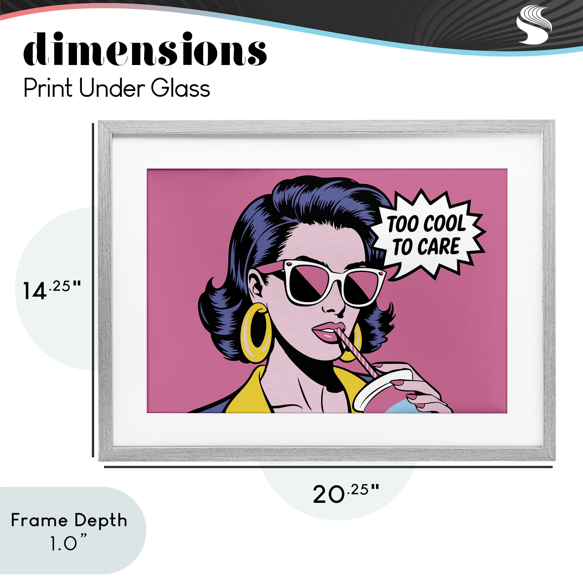 Stupell Industries Too Cool To Care Iconic Gray Framed Print Under Glass, design by Andreas Magnusson