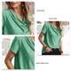 thumbnail image 5 of Mujer Casual Manga Corta Top Moda Cuello Redondo Camiseta Cómoda Elegante Blusa De Manga Corta Verde Claro S, 5 of 6