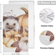 thumbnail image 2 of Dreamtimes Fall Animals Pumpkin Dish Towels Kitchen Towel 2 PCS, Autumn Floral Hand Towels Ultra Soft and Highly Absorbent,Decorative Fingertip Face Towel for Bathroom Hotel, 28.3"x14.4", 2 of 5