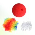 thumbnail image 3 of Conjunto de 3 disfraces de payaso creativos con peluca, nariz y guantes, disfraz divertido para fiesta de carnaval (peluca, nariz y guantes de payaso coloridos)., 3 of 6