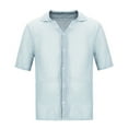 thumbnail image 3 of Crochet Knitted Shirts for Men Short Sleeve Button-Down Collar Tshirts Shirt Lightweight Hollow Out Breathable Casual Solid Beach Tees Tops, 3 of 5