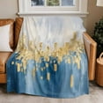 thumbnail image 4 of Blue Gold Textured Throw Blankets, Abstract Modern Art Soft Fleece Blanket Decorative for Home Sofa Couch Chair Living Bedroom, 30x40 Inches,, 4 of 9