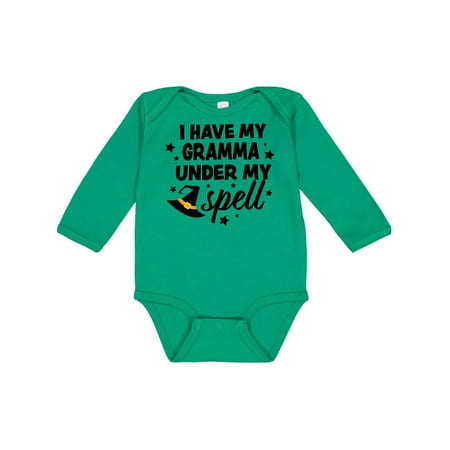 

Inktastic I Have My Gramma Under My Spell with Cute Witch Hat Gift Baby Boy or Baby Girl Long Sleeve Bodysuit
