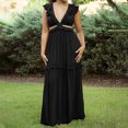 thumbnail image 1 of Pisexur Robe Sans Manches Col en V Imprimé Sans Manches Unie Décontractée Confortable Tunique Col en V Robe Mini Slim pour Femmes, 1 of 5