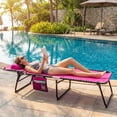 thumbnail image 2 of Costway Folding Chaise Lounge Chair with Comfortable Headrest, Easy Folding Design for Lawn Pink, 2 of 9