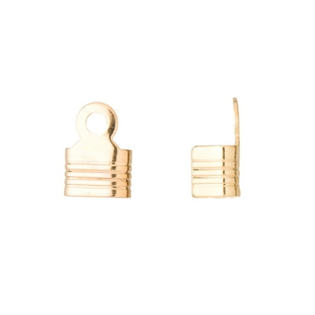 - 10mm 16K Gold-Finished Line Textured Square Fold-Over Cord End Fit Up To 5mm Cord Sold per pkg of 50