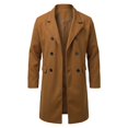 thumbnail image 4 of Maqroz Mens Long Double Breasted Trench Coat Notch Lapel Collar Winter Warm Overcoat Casual Business Formal Outerwear Heavyweight Classic Long Jacket, (Yellow,L), 4 of 9