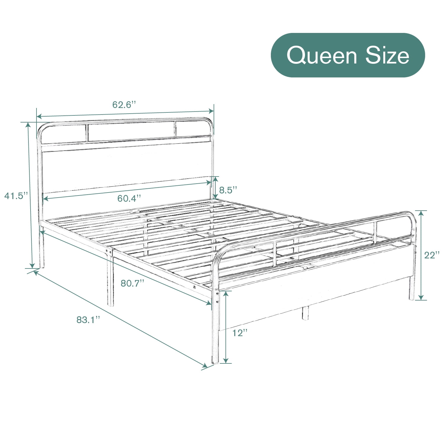 Amolife Queen Size Modern Heavy Duty Metal Platform Bed Frame with Modern Wood Headboard, Sanders, Dark Brown