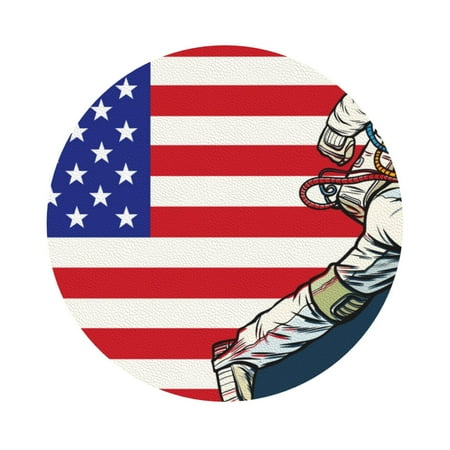 

Matuu American Astronaut Runs Forward for Cup Coasters Set of 6 Leather Coasters Desk Coasters for Office Measures 4” x 4” Round Shape