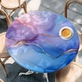 thumbnail image 3 of Abstract Marble Texture Round Fitted Table Cover Blue Pink Gradient Gold Crack Art Waterproof Table Cloth with Elastic Edge Wipeable Tablecloth for Picnic Camping Party Fits 45"-54" Diameter, 3 of 8