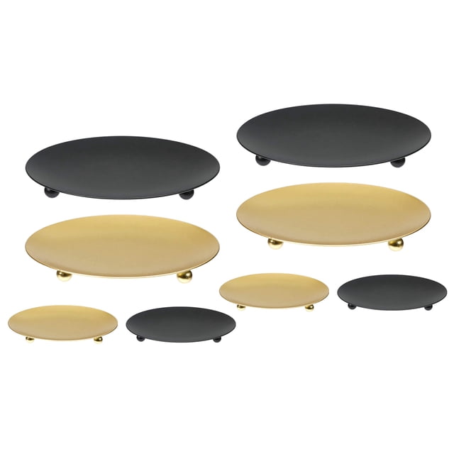 Paquete de 8 Candelabros de Placa de Hierro, Candelabros de Pilar, para Velas LED Y de Cera, Conos de Incienso, Spa, Bodas (Oro + Negro)