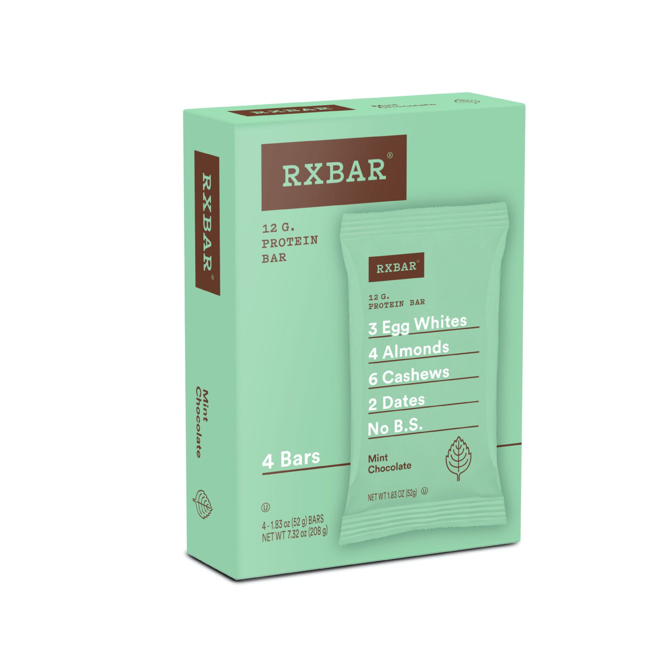 RXBAR Mint Chocolate Chewy Protein Bar, 7.32 oz, 4 Count