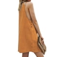 thumbnail image 6 of QAFOPEH Women Round Neck Buttons Pockets Sleeveless Solid Color Dress, 6 of 7