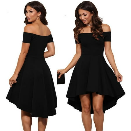 Colorful Club Dresses Women Off The Shoulder Dresses -Senfloco Short Sleeve High Low Hem Club Cocktail Skater Dress Sexy Tunic Swing Party Dresses ()