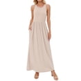 thumbnail image 4 of ZXSXSY Women Round Neck Sleeveless Pure Color Long Dress with Pocket, 4 of 8