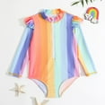 thumbnail image 2 of Xmarks Girls Long Sleeve Rash Guard One Piece Zipper Swimsuits Kids Floral Print Bathing Suit UPF 50+ Swim Shirts for Surfing 0-3Y, 2 of 6