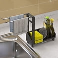 thumbnail image 4 of Soporte para esponja de fregadero, soporte para esponja con ventosa, almacenamiento para fregadero con toallero, bandeja extraíble, encimera adhesiva, soporte para esponja de acero inoxidable, óxido, 4 of 5
