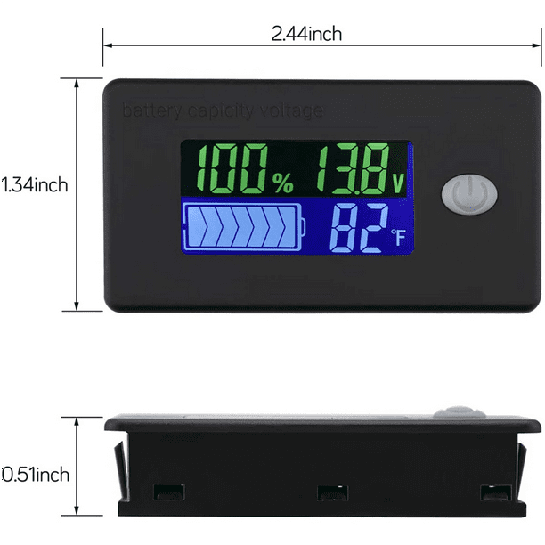 Battery Monitor Dc 10-120v 50a Digital Coulomb Meter Ah Soc Car Rv Remaining Cap