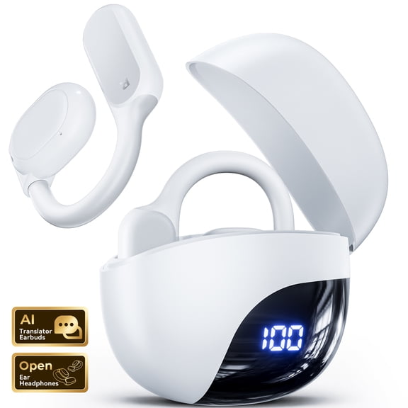 AI Translation Earbuds Real Time, 164 Language Translator Earbuds 4-in-1 Translation Headphones, Audifonos Traductores Inglés Español Open Ear Headphones with Audio and Video Calls, For Business