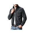 thumbnail image 5 of Zynoxe Mens Corduroy Jacket with Chest Pockets Classic Stand Collar Zip‑Up Jacket Warm Long Sleeve Casual Jackets Retro Solid Color Workwear Jacket for Men Dark Gray S, 5 of 9
