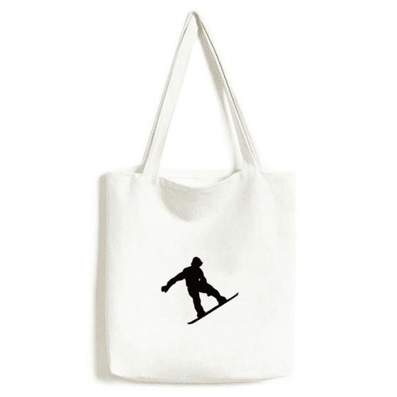 Jumping Skateboarding Sport Black Outline Tote Canvas Bag Shopping Satchel Casual Handbag