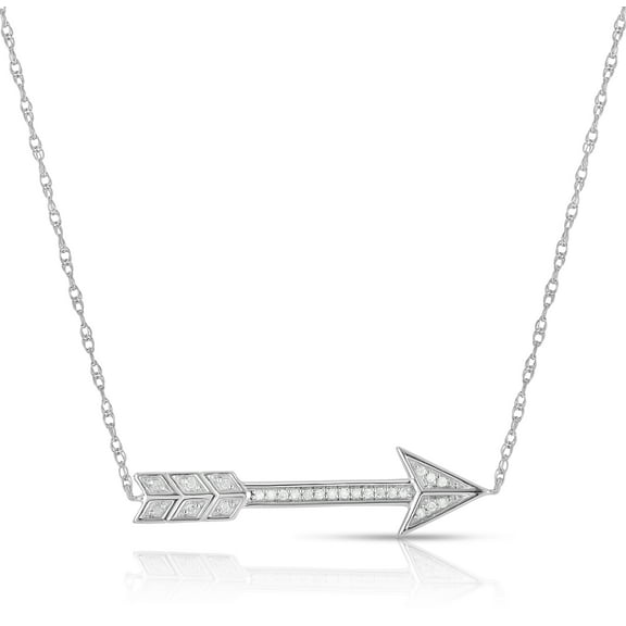 Natalia Drake 1/10 Cttw Diamond Arrow Necklace in Rhodium Plated Sterling Silver (Color HI / Clarity I2)