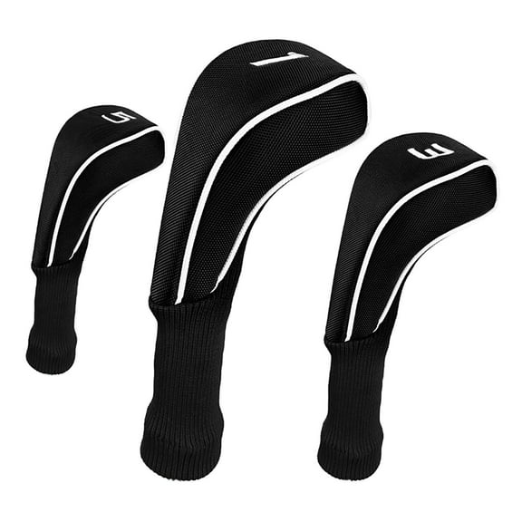 Golf Club Driver #1 3 5 Woods Headcover Long Neck Black