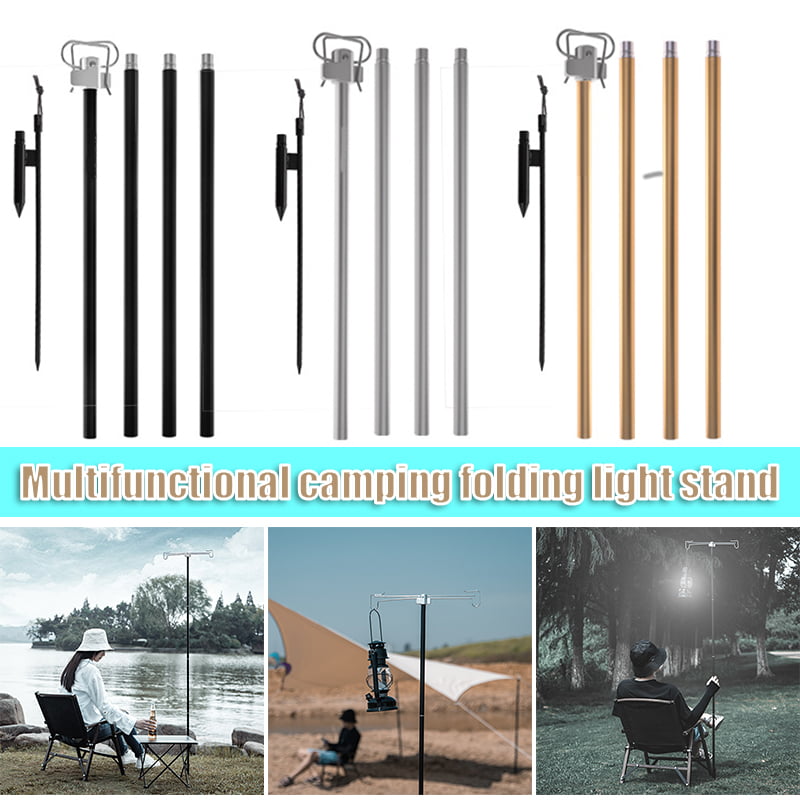 Collapsible Outdoor Lamp Pole Hanger with Storage Bag Garden Planter Flag Stakes with Dual Hanger Multi-Purpose Portable Foldable Lantern Stand Hanging Stand Holder for Lanterns