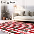 thumbnail image 2 of ODIKA 3'x5' Machine Washable Non-Slip Area Rug, Nordic Cane Stripe with Pine Cone High Traffic Rug with Pad, Red, 737745, 2 of 8