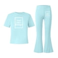 thumbnail image 6 of ATOGUTA Girls' Clothes Size 5T-15 Short Sleeve Shirt and Flare Pants Set Perfect for Casual School Outings Holidays Light Blue, 6 of 7