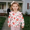 thumbnail image 3 of Yuyamidu Strawberry Sweatshirt Girls Size 7-8 Pink Crewneck Sweatshirts Cute Animal Graphic Ruffle Shoulder Long Sleeve Pullover Tops for School Outdoor Daily Wear, 3 of 8