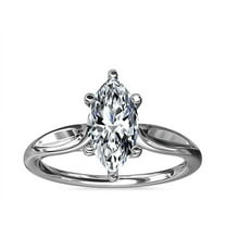 1.00 Carat Brilliant Marquise Cut Genuine Diamond Solitaire Wonderful Ring for Ladies Solid 14K White Gold Size 10.5