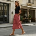 thumbnail image 7 of Skirts for Women Midi Length Casual Side Button Skirt High Waisted Long Flowy Skirt Summer Beach Skirts 2XL, 7 of 7